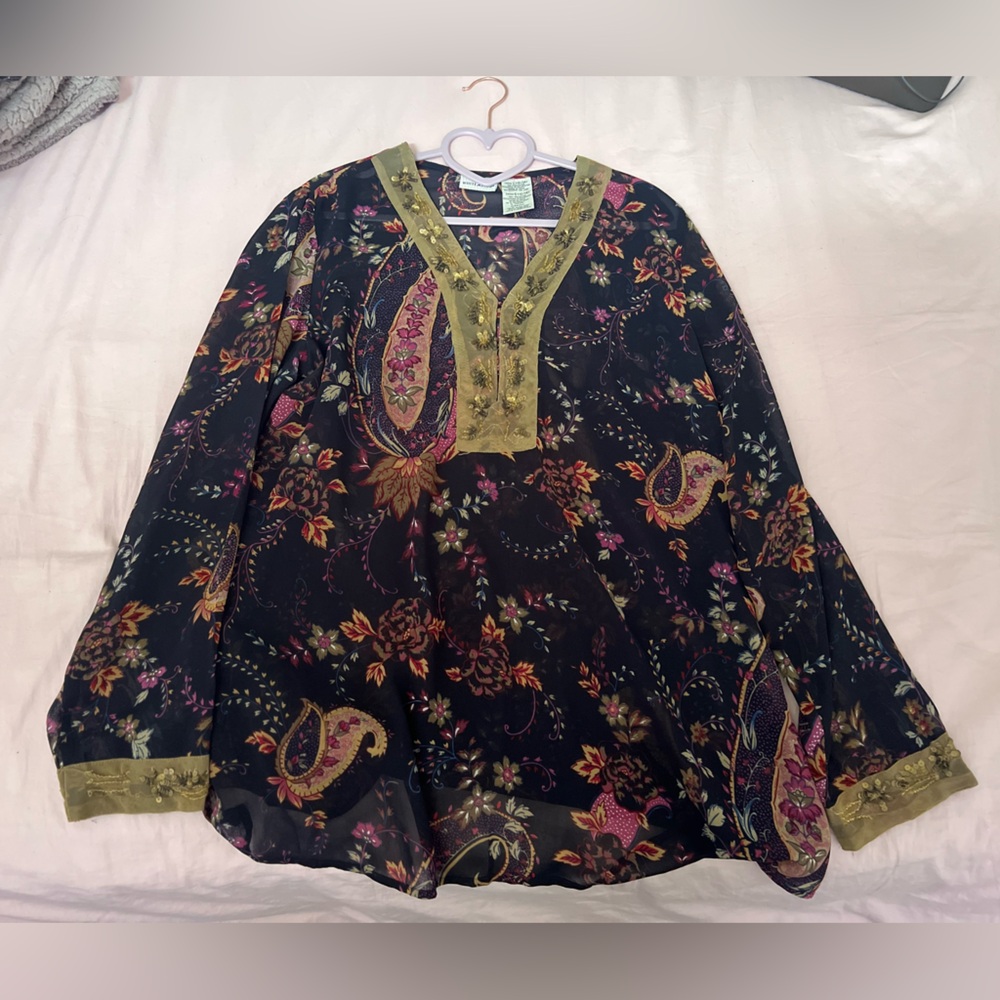 White Stag Multicolor Paisley Sheer Blouse